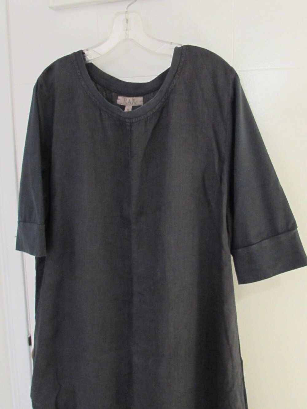 FLAX Gray Linen/Cotton Midi Pockets Size Medium